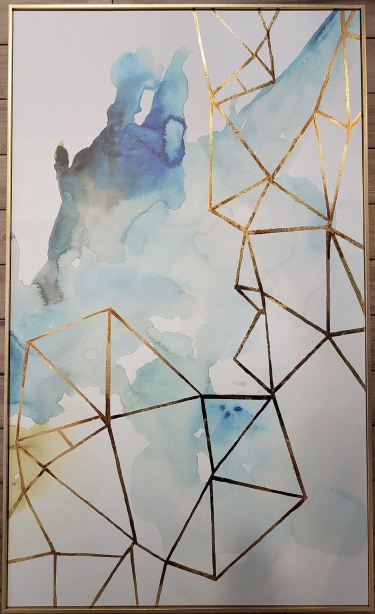 CJ MARKETING Cadre abstrait ligne or contour en effet bois