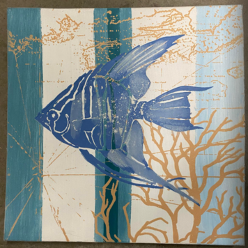 ADV CADRE POISSON BLEU/BEIGE 11X11
