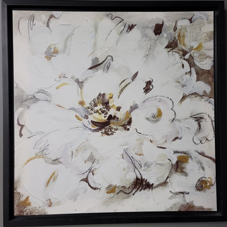 EDENBOROUGH Cadre  floral blanc cadre noir 24 x 24po