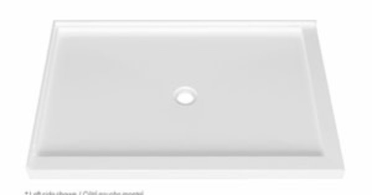 ZITTA Base de douche antifuite en coin gauche drain central rond 60 x 36po blanche