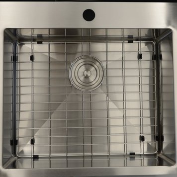 LIGANO EVIER INOX 22 X 20-1/2 SUR/SOUS PLAN AVEC GRILLE ET CREPINE PANIER DE LUXE