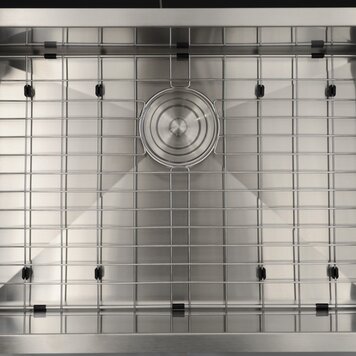 LIGANO Evier stainless simple sous-plan 27x18x9 avec grille et crepine panier de luxe