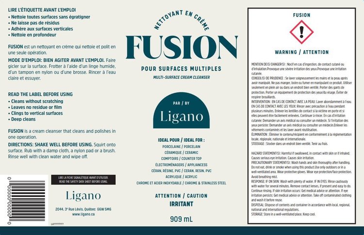 LIGANO Nettoyant en crème sans abrasif pour cuisine et salle de bain fusion