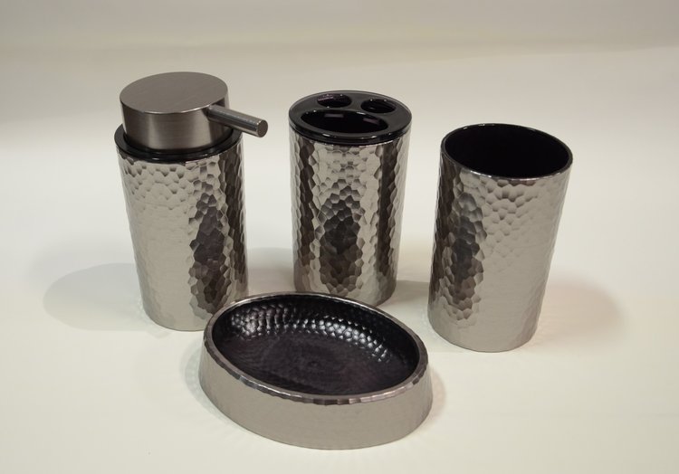 MODA AT HOME Discontinué - Porte savon acrylique hammered charcoal satin