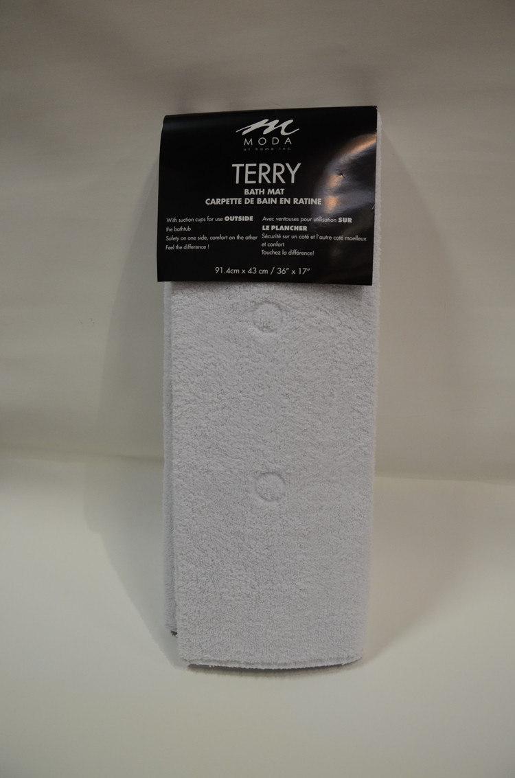 MODA AT HOME Tapis de bain terry anti-derapant blanc 36x17