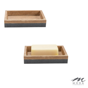 MODA AT HOME Porte savon en resine kenora effet bois 2 tons et gris