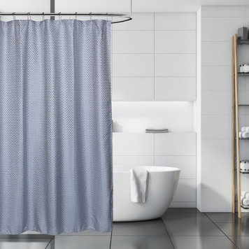 MODA AT HOME Copy of RIDEAU DE DOUCHE CARDIFF EN TISSU BLANC ET BRODERIE BLANCHE