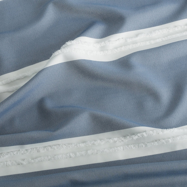 MODA AT HOME Rideau de douche lyndale en tissu bleu raye blanc 71x71