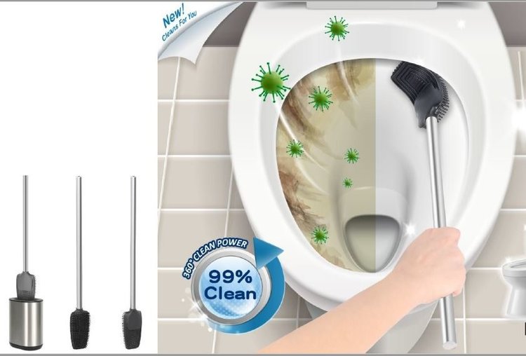 MODA AT HOME Brosse de toilette innovate stainless et noire matte