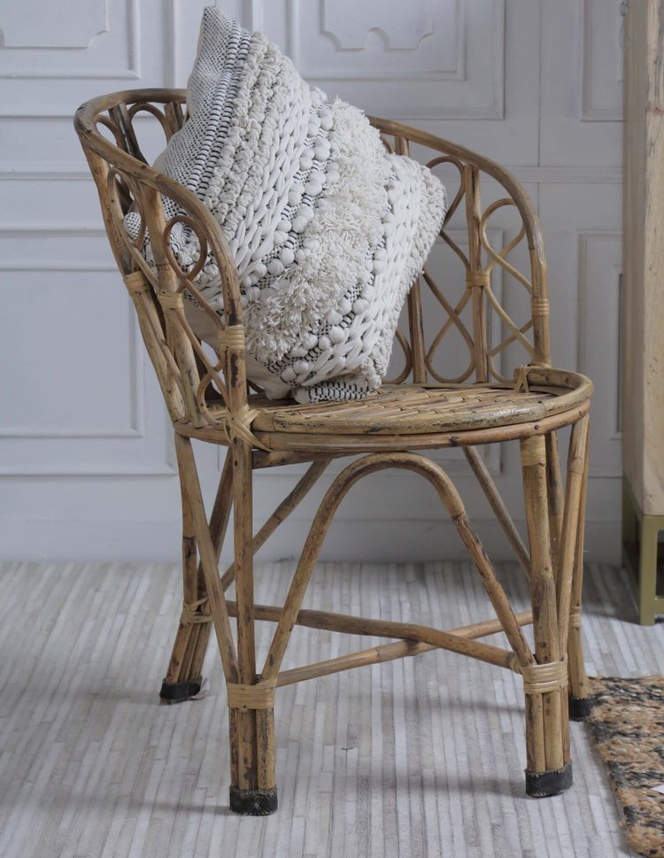 NACH CHAISE EN ROTIN FABRIQUÉE À LA MAIN EN INDE 24 X 21-3/4 X 28-1-4H