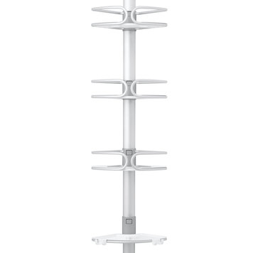 OXO Barre a  tension avec 4 paniers amovibles oxo en aluminium et plastique blanc