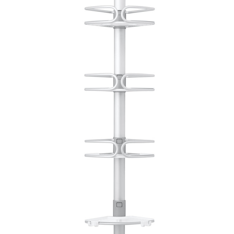 OXO BARRE À TENSION AVEC 4 PANIERS AMOVIBLES EN ALUMINIUM ET PLASTIQUE BLANC