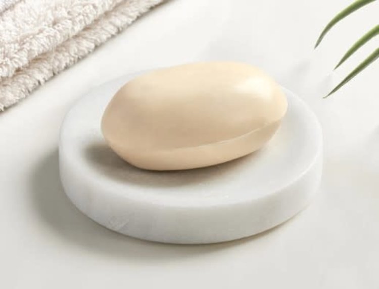 TORRE & TAGUS Porte savon rond en marbre blanc