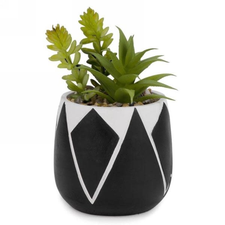 ATTITUDES Plante en pot géométrique noir/blanc