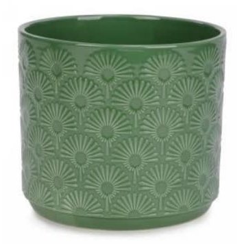 ATTITUDES Cache-pot en creamique texture verte 7d x 6h