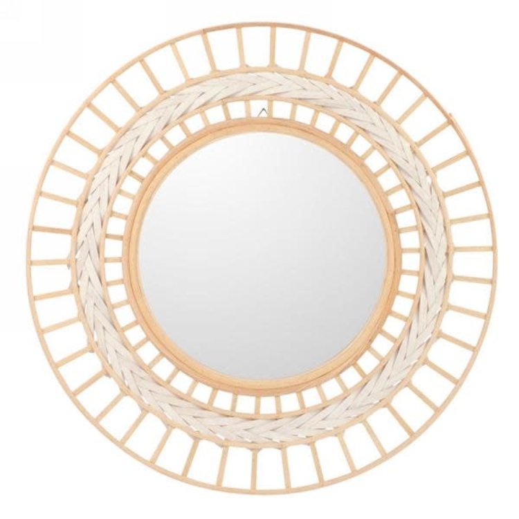 ATTITUDES Miroir rond 20d en bambou naturel/blanc