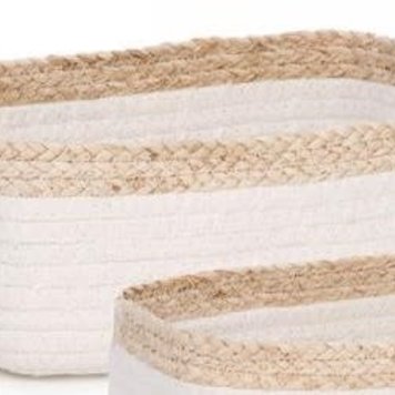 ATTITUDES GRAND PANIER TISSÉ BLANC/NATUREL 8 X 5