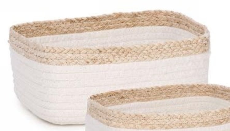 ATTITUDES Grand panier tisse blanc/naturel 8 x 5