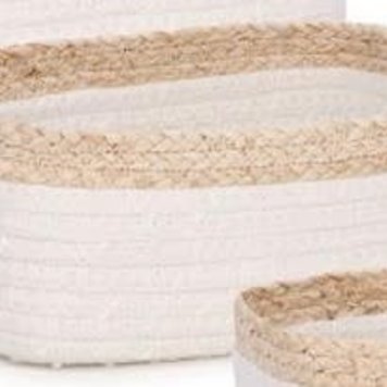 ATTITUDES Moyen panier tisse blanc/naturel 3-1/2 x 9