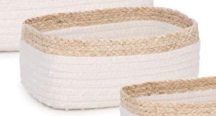 ATTITUDES MOYEN PANIER TISSÉ BLANC/NATUREL 3-1/2 X 9