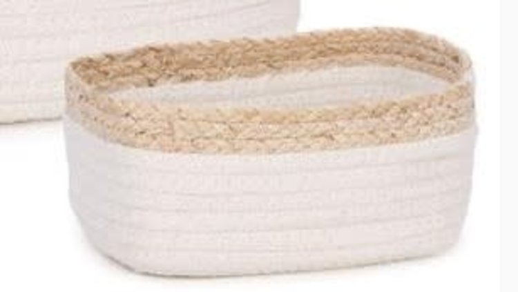 ATTITUDES PETIT PANIER TISSÉ BLANC/NATUREL 6 X 3-1/2