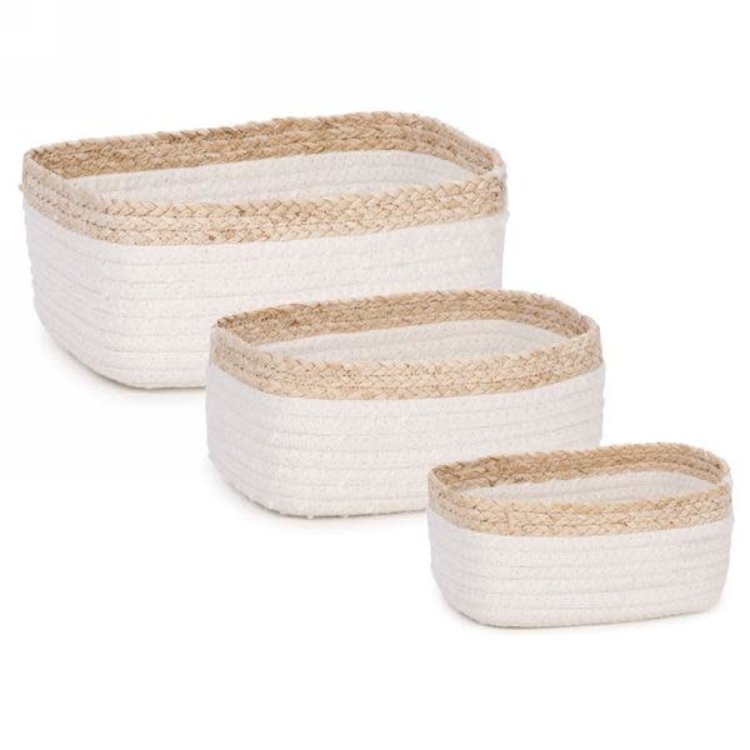 ATTITUDES PETIT PANIER TISSÉ BLANC/NATUREL 6 X 3-1/2