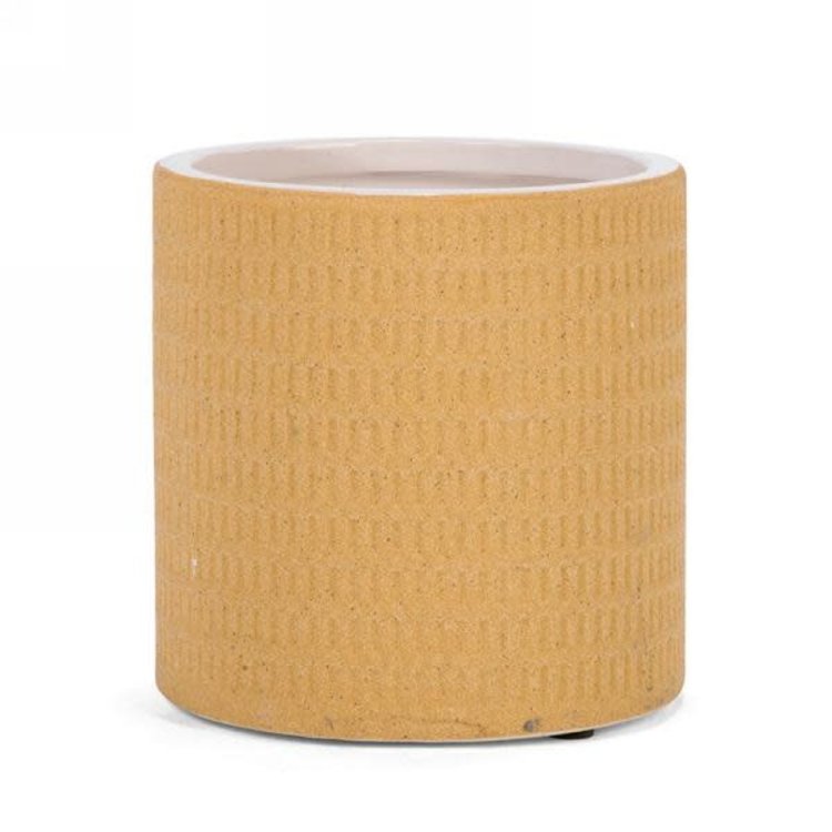 ATTITUDES CACHE-POT EN CÉRAMIQUE TEXTURÉE JAUNE MAT 5-1/2D X 5-1/2D