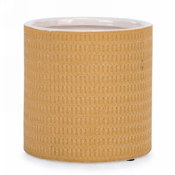 ATTITUDES CACHE-POT EN CÉRAMIQUE TEXTURÉE JAUNE MAT 6-1/2D X 6-1/2H