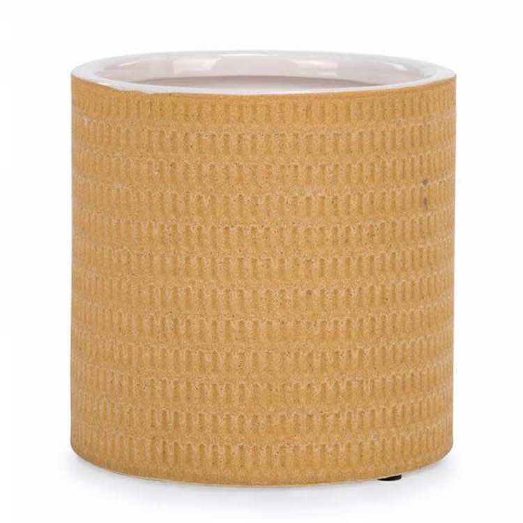 ATTITUDES CACHE-POT EN CÉRAMIQUE TEXTURÉE JAUNE MAT 6-1/2D X 6-1/2H