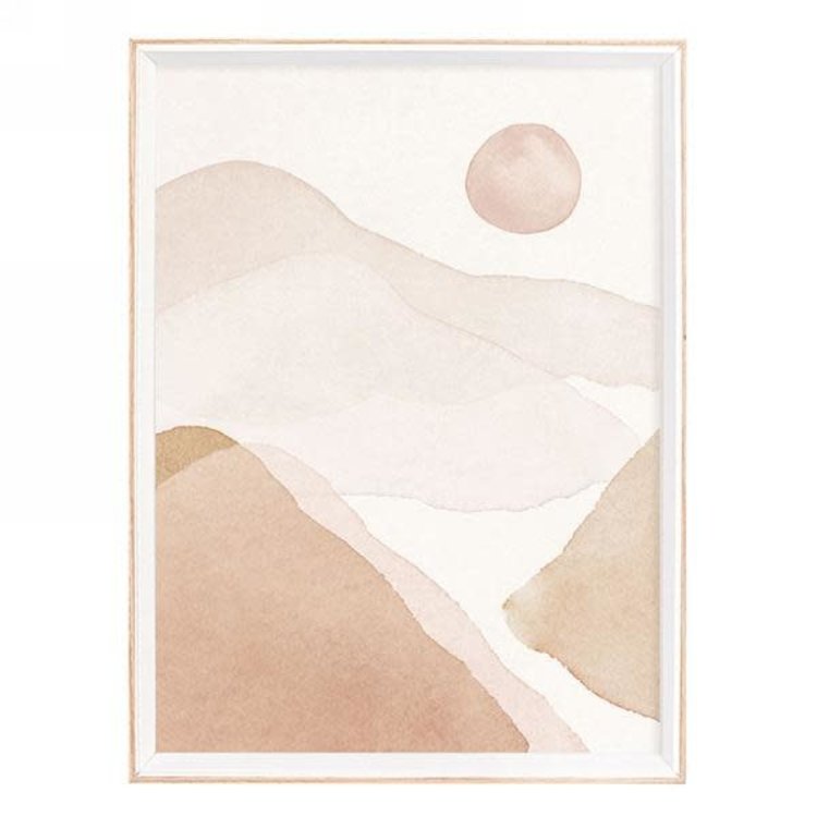 ATTITUDES CADRE SOLEIL SUR LES MONTAGNE ROSE PASTEL 16X24