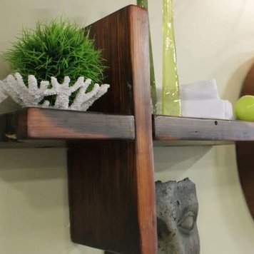 d- TABLETTE MURALE EN BOIS DE BATEAU 30 x10 x18 NATUREL VARIANTE POSSIBLE