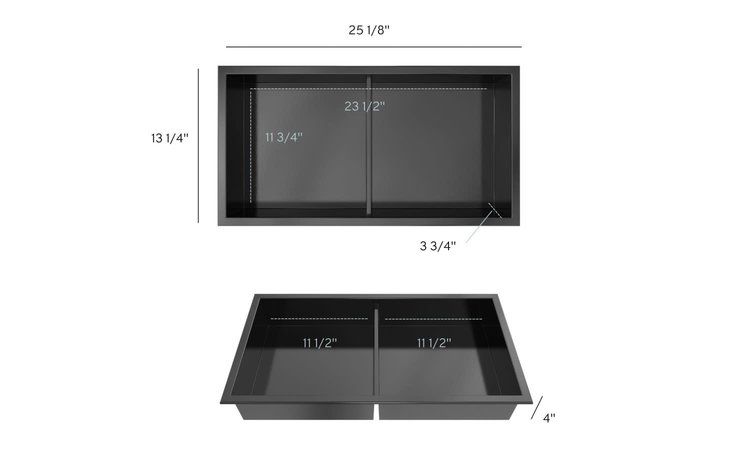 ODASS Niche de douche misa II avec tablette 25 x 13-1/4 x 4 noir mat