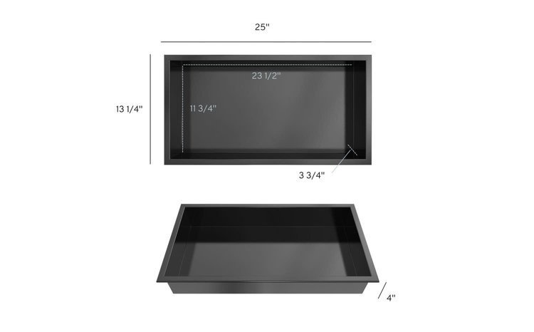 ODASS Niche de douche sinni II 25 x 13-1/4 x 4 noir