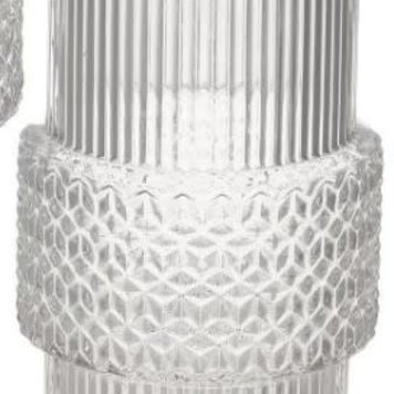 ADV Vase en verre texturé et motif mould hauteur 9po clair