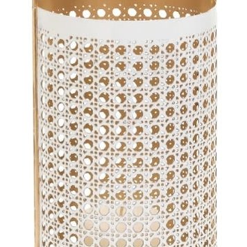 ADV Lanterne en metal bengta hauteur 17po blanc et or