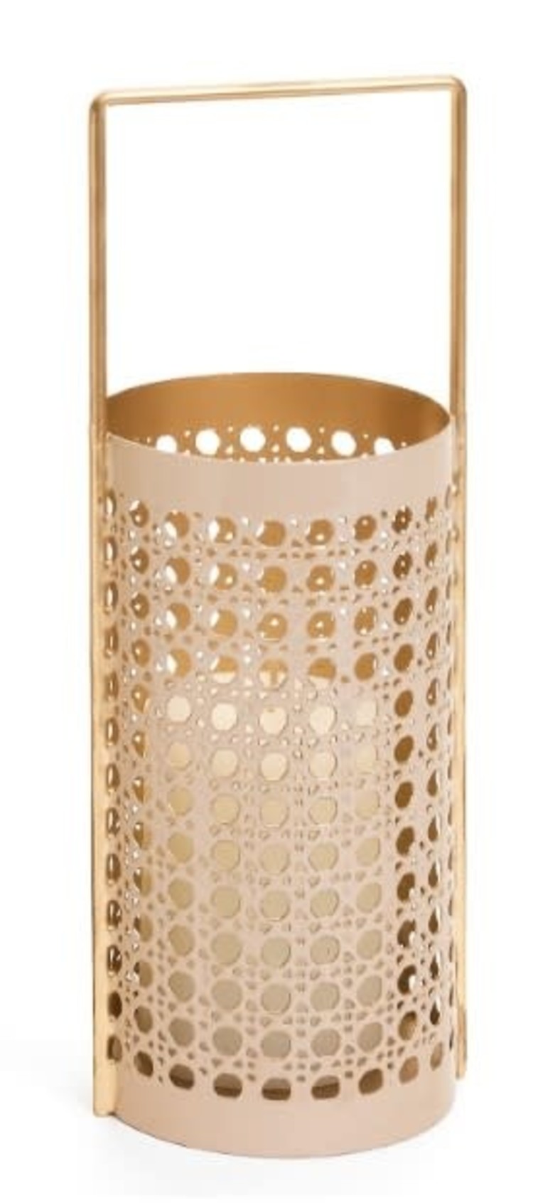 ADV Lanterne en metal bengta hauteur 12po beige et or