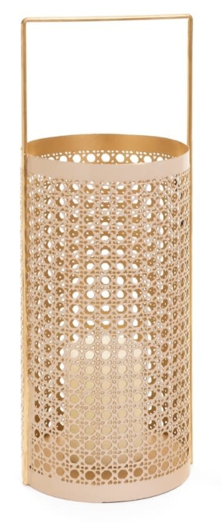 ADV Lanterne en metal bengta hauteur 17po beige et or