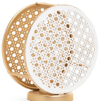 ADV Chandelier rond en metal andras blanc et or