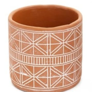 ADV CACHE POT AZTEC EN CÉRAMIQUE TERRACOTTA 5H