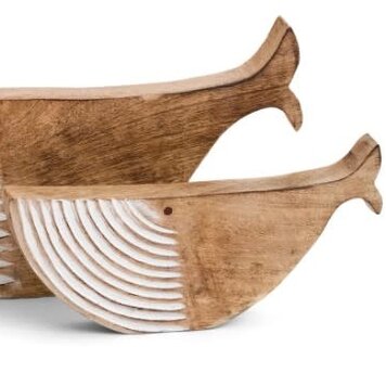 ADV Petite baleine en bois naturel et blanc 4x8''