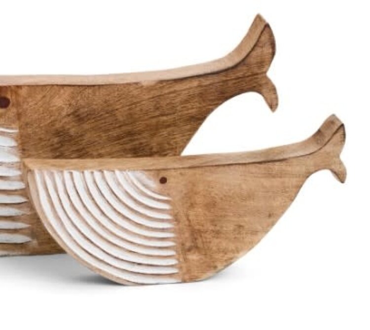 ADV PETITE BALEINE EN BOIS NATUREL ET BLANC