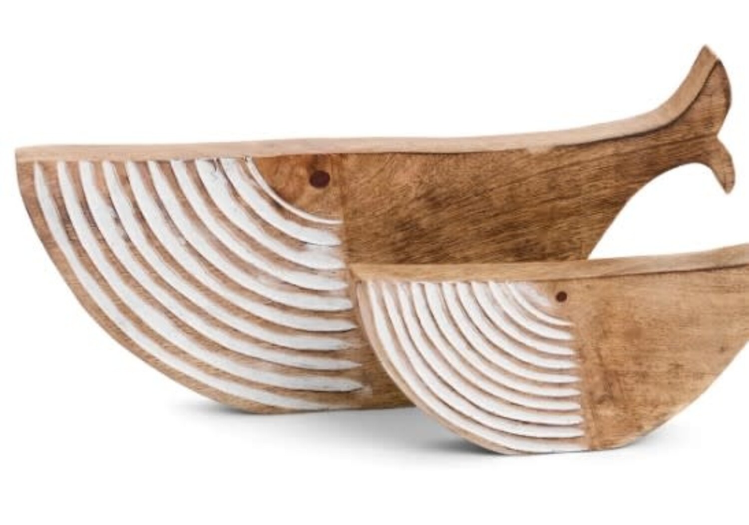 Lot De 3 Sculptures Baleines En Bois - Fait Main à Bali, Déco Ethnique