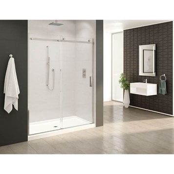 FLEURCO Porte de douche en alcôve horizon sekur+ 48po avec fermeture contre le panneau de retour droit fini chrome