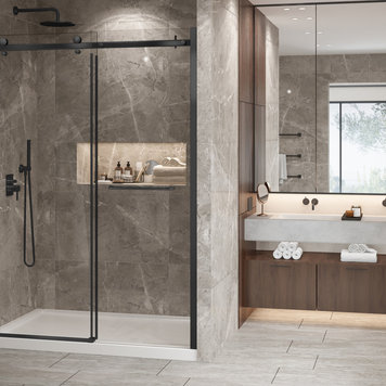 ZITTA PORTE BELLINI 2.0 48PO AVEC BARRE À SERVIETTE SUR LE PANNEAU FIXE NOIR MAT