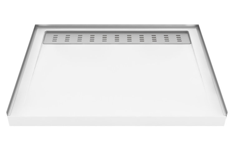 ZITTA Base de douche  avec drain linéaire brides incluses et non-installées 60 x 32po blanc