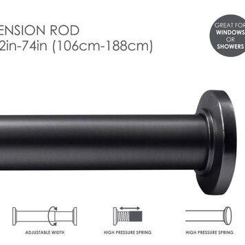 MODA AT HOME Pole a rideau de douche ajustable de  41-76PO noir