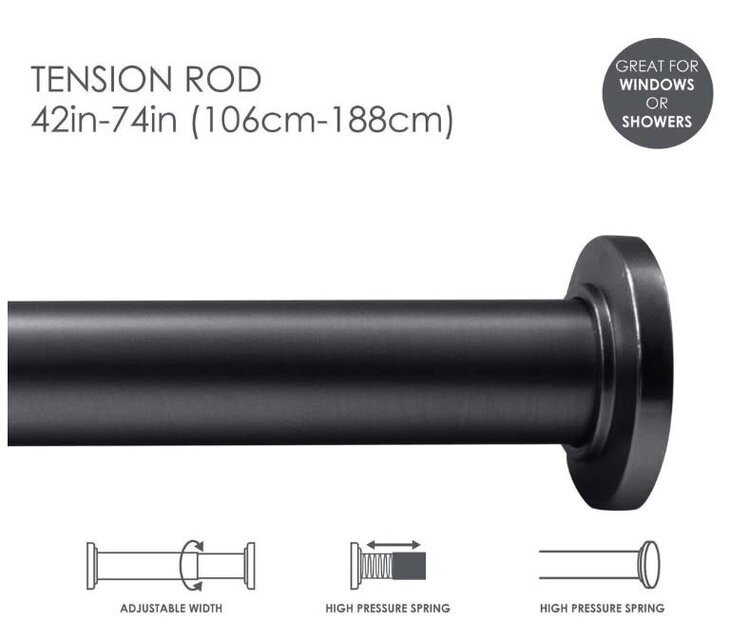 MODA AT HOME Pole a rideau de douche ajustable de  41-76PO noir