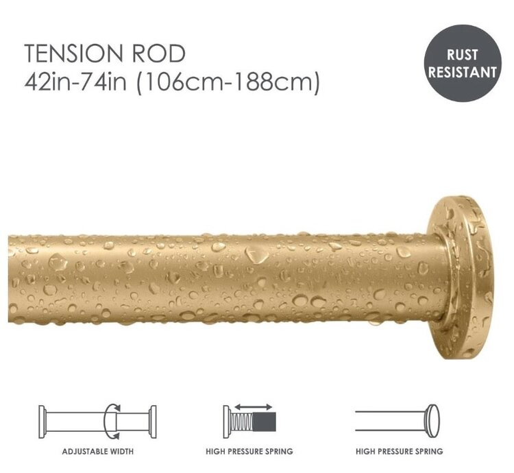 MODA AT HOME Pôle a rideau de douche ajustable de 41-76po or