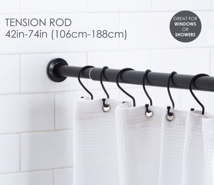 MODA AT HOME Pole a rideau de douche ajustable de  41-76PO noir