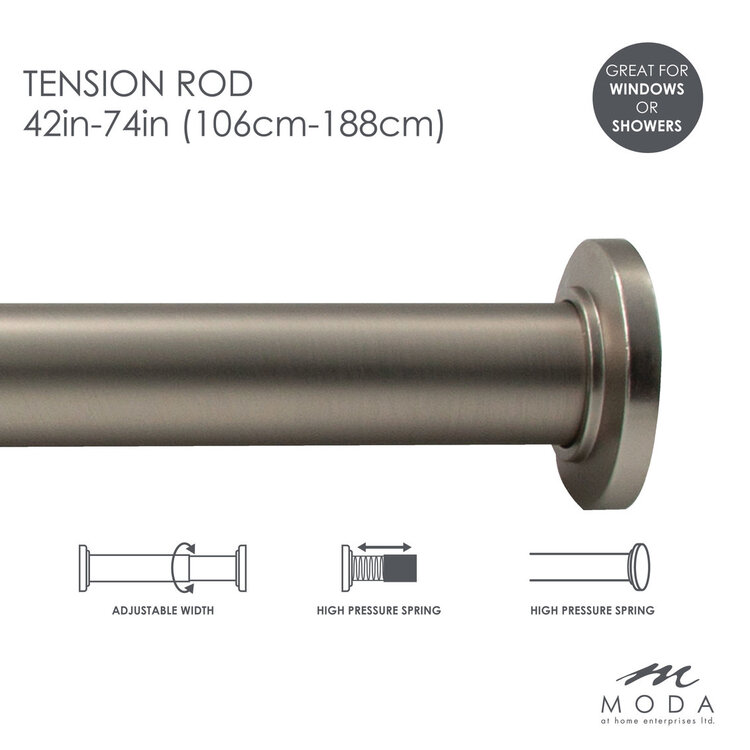 MODA AT HOME Pôle a rideau de douche ajustable de 41-76po nickel satiné